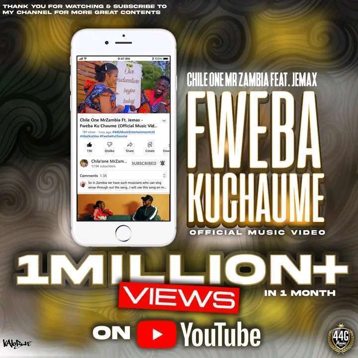Chile One MrZambia & Jemax Fweba Ku Chaume Hit 1 Million views on YouTube
