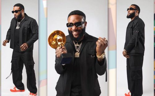 Watch Nigerian singer Kcee dedicate his Headies Award to wife and side chick
