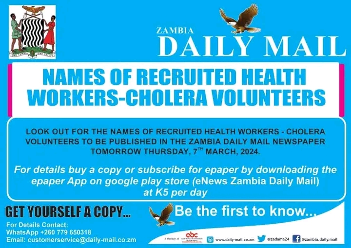 Names Of Recruited Health Workers-Cholera Volunteers Are Out